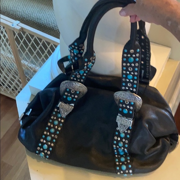 Leather buckle handbag - Picture 2 of 3